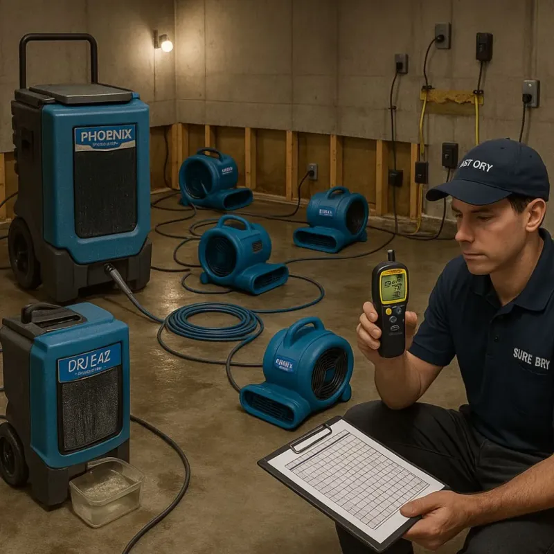 Structural Drying and Dehumidification process in Mission, TX